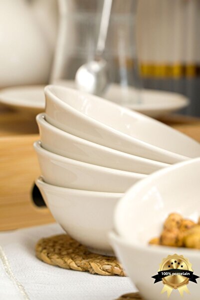 Heda Porselen 6-Piece Dream Porcelain Breakfast Presentation Snack Bowl Set - 10 Cm, Off White