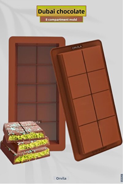 Orvila قالب صنع شوكولاتة دبي | قالب سيليكون غير لاصق مكون من 8 قطع