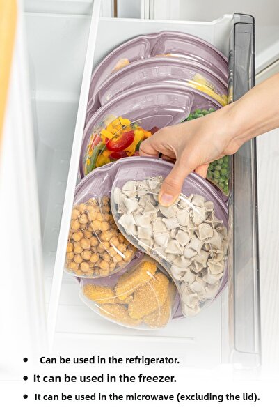 Vienev حاوية تخزين دائرية سعة 1.2 لتر باللون الوردي مكونة من 6 أقسام و3 أقسام