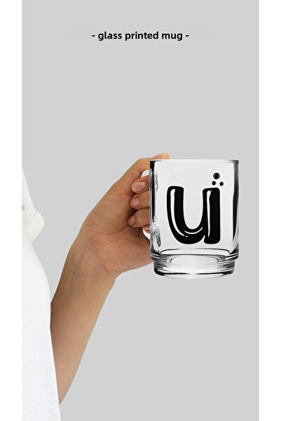 Bytwo Transparent Glass Cup with Letter U