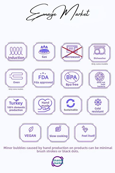 ALEV EMAYE Enameled Copper Yogurt Bucket Pulses Storage Pot Yogurt Pot 20 cm