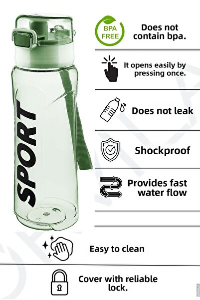 Orvila زجاجة مياه سهلة الغطاء 700 مل - زجاجة مياه احترافية بلون النعناع للمدرسة - مكان العمل - المكتب - الرياضة