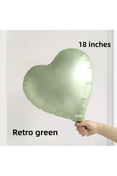 asöy بالون ريترو جرين هارت فويل 18 بوصة 45 سم 1 قطعة