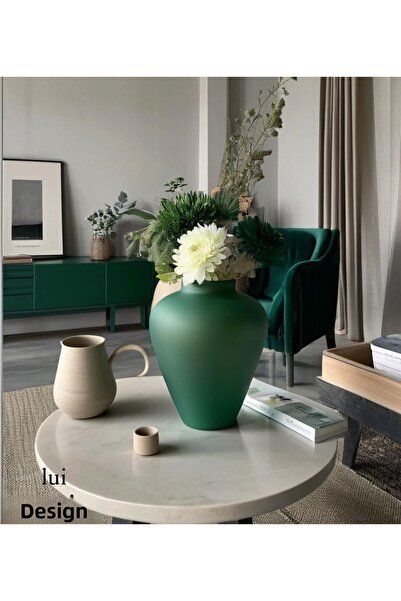 Lui Tasarım مزهرية خضراء من السيراميك بتصميم بوهيمي على الطراز الشمالي مقاس 1...