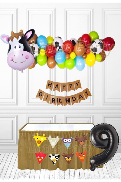 LOTUS PARTY مجموعة بالونات لحيوانات المزرعة بعمر 9 سنوات، بالونات من رقائق ال...