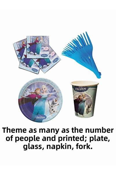 Frozen Σετ στολιδιών για πάρτι γενεθλίων Elsa Frozen για 24 άτομα με μεταλλική επιτραπέζια φούστα