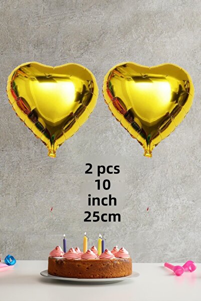 PEKSHOP Heart Shaped Gold Foil Balloon 10 inch 25 cm 2 Pieces