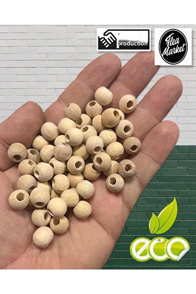tebrikcim Mărgele din lemn brut de 10 mm - 200 buc -