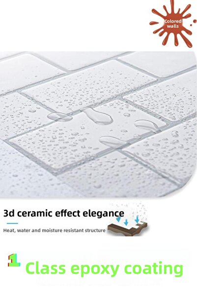 Renkli Duvarlar 30×30cm Λευκό Εποξειδικό Αυτοκόλλητο Τοίχου - Αυτοκόλλητο, Κουζίνα, Μπάνιο, Σαλόνι, Γραφείο 1 Τεμάχιο