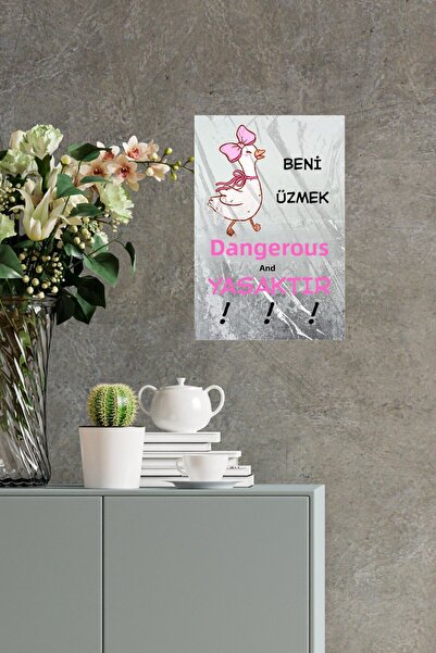 qoeuyl boutique Σκοτώνει με κινδύνους και απαγορεύεται-Ροζ ρετρό 18x27 MDF Ξύ...