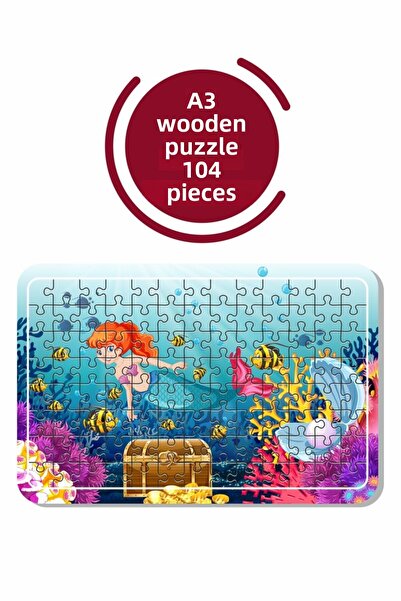 Baskı Atölyesi لغز حورية البحر A3 مكون من 104 قطعة، لعبة، منشار تركيب