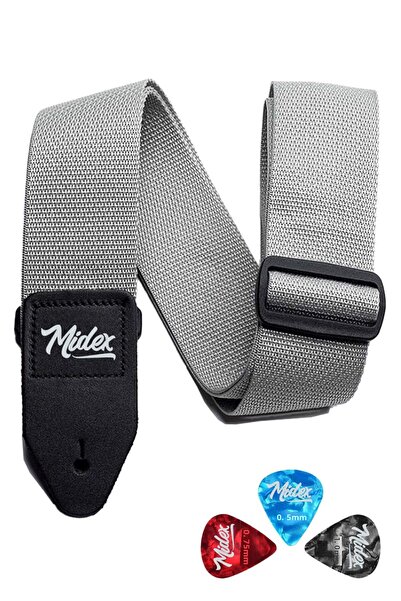 Midex ASM-26GRY حزام كتف جيتار لون رمادي 89-155 سم (هدية بينا)