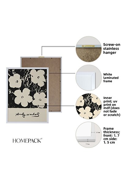 HOMEPACK Set de pictură din 5 piese cu cadru laminat alb Five-037