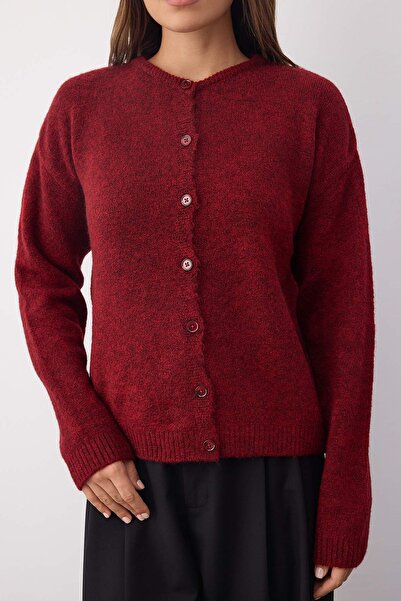 Trendyol Collection Wardrobe Essentials Rote, weiche, strukturierte Strickjacke mit weitem Schnitt | TWOAW26HI000822