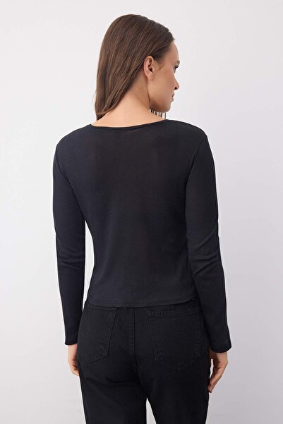 Trendyol Collection Wardrobe Essentials – Μαύρη διαφανής λεπτή/στενή πλεκτή μπλούζα |   TWOAW26BZ00015