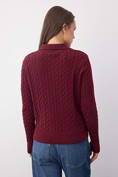 Trendyol Collection Wardrobe Essentials Bordo Premium Fir Tricotat cu Păr | TWOAW26KZ00132