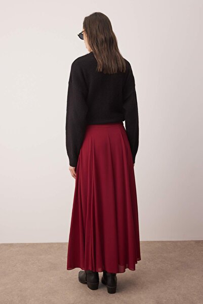 Trendyol Modest Dark Burgundy Godeli Lined Woven Skirt Tctaw26Ee00000