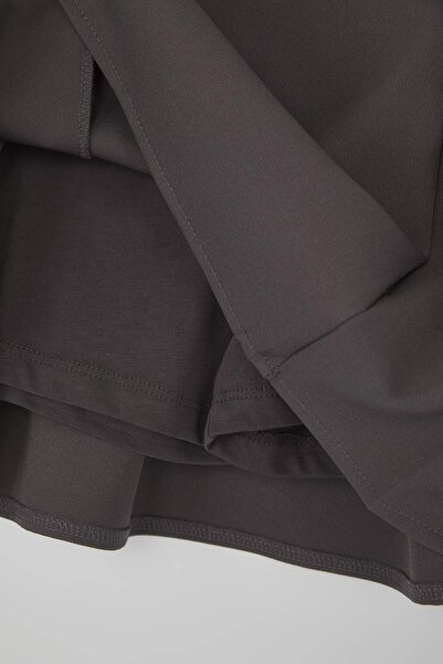 TRENDYOLKIDS Antracit 100% pamut masni szövésű lányok iskolai rövidnadrág szoknya TKDAW26ET00000