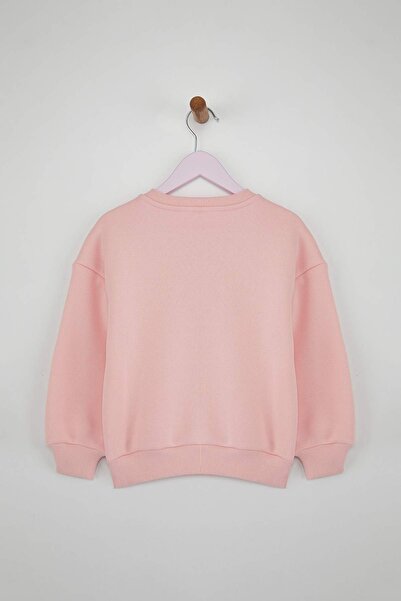 TRENDYOLKIDS Πλεκτό φούτερ για κορίτσια με φιόγκο από βαμβακερή πούδρα, χοντρό/με φλις εσωτερικά, oversize TKDAW26SW00026