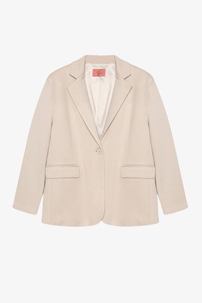 Quzu Μπουφάν με ένα κουμπί με μαλακή υφή Oversize Blazer Μπεζ