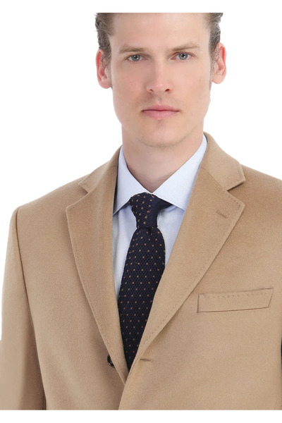 Ramsey Deve Tüyü Regular Fit Kelebek Yaka Klasik Dokuma Palto