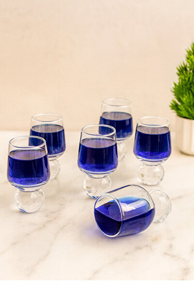 YzHome 6 Kişilik Cam Elmas Ayaklı Kahve Yanı Bardağı Bardak 50ml