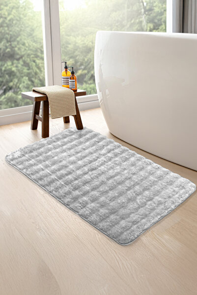 Bestekar Puffelle Gri Kaymaz Tabanlı Yumuşak Yıkanabilir Salon Koridor Yatak ...