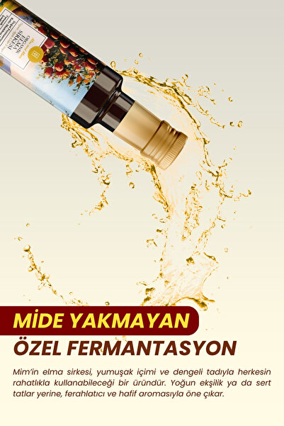 Mim and More Elma Sirkesi - Organik, Doğal Fermantasyon, %100 Doğal, Katkısız, 250 ml