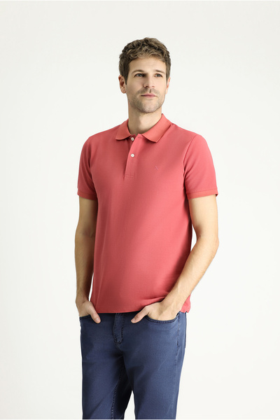 Kiğılı Polo Neck Slim Fit Slim Fit Embroidered Cotton T-Shirt