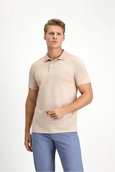 Kiğılı Tricou cu guler polo din bumbac brodat slim fit