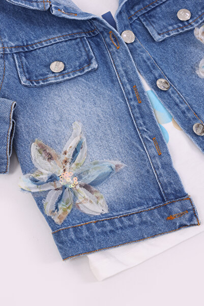 Pollito Дівчачий джинсовий піджак, комплект із 3 предметів