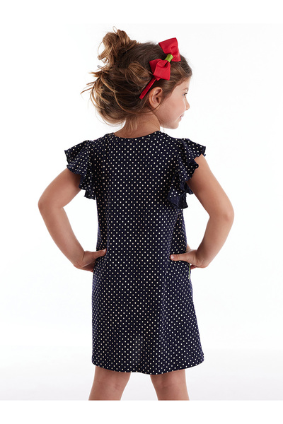 MSHB&G Flowers Girl's Polka Dot Navy Blue Summer Ruffle Dress
