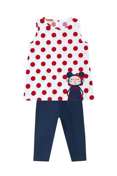 Denokids Polka Dotted Lily Girl's Tunic Tights Set