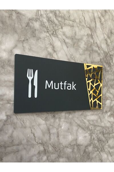 Yönline Mutfak Kapı İsimliği Antrasit Pleksi & Mdf Modern Yönlendirme Levhası...