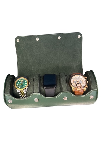 STAND MARKET صندوق ساعات ومجوهرات مكون من 3 قطع - جلد صناعي قابل للسحب، تصميم...