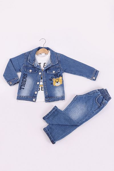 Pollito Boy's Denim Jacket 3-Piece Set