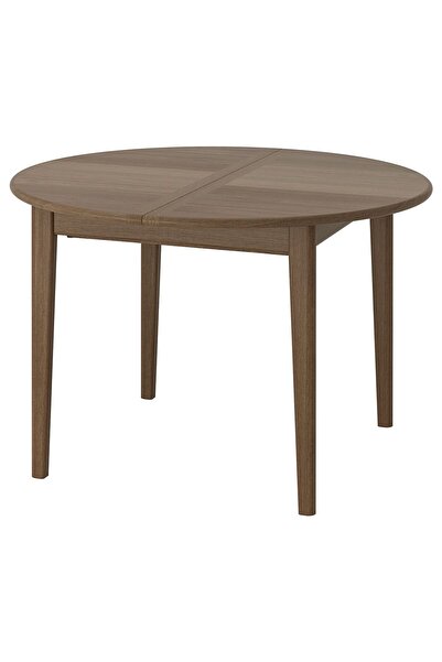 IKEA yuvarlak yemek masası, kahverengi kayın, 4-6 kişilik, açılabilir, 115/170 cm