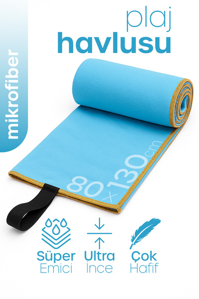 Telvesse Unisex Microfiber Beach Towel 80X130Cm Soft Textured Sea Bath Sports Towel Large Size Turquoise