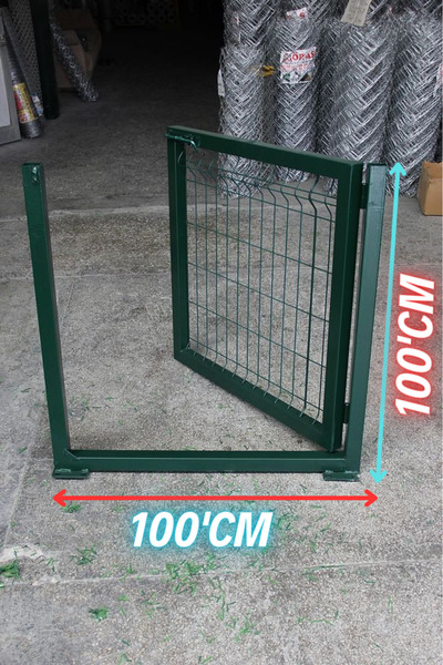 ÖR-AS TEL ÖRGÜ & PANEL ÇİT SİSTEMLERİ Yeşil Tel Çit Kapı - Panel Çit Tel Kapısı - Kanatlı Kapı  (- 100 cm Yükseklik  X  100 Cm Uzunluk -)