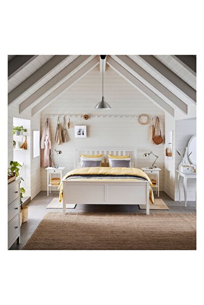 IKEA Çift kişilik karyola, Beyaz vernikli, Masif ahşap