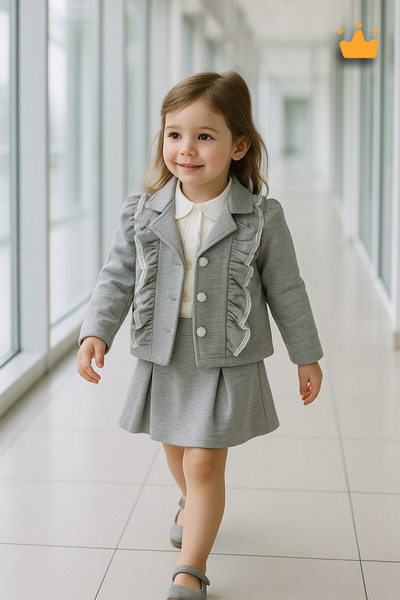 Babydola 1-5 Years Jacket Shirt Skirt Girl's Set 3 Piece Set 15315