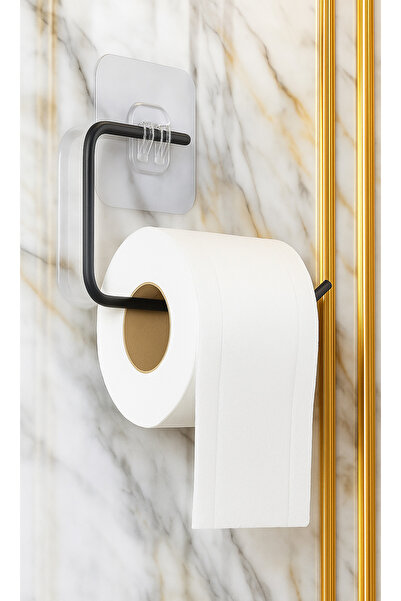 eldiven matik Süper Güçlü Yapışkanlı Kare Siyah Tuvalet Kağıdı Tutacağı - Tuv...