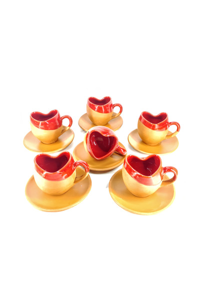 çömlek diyarı Kalpli Fincan Takımı