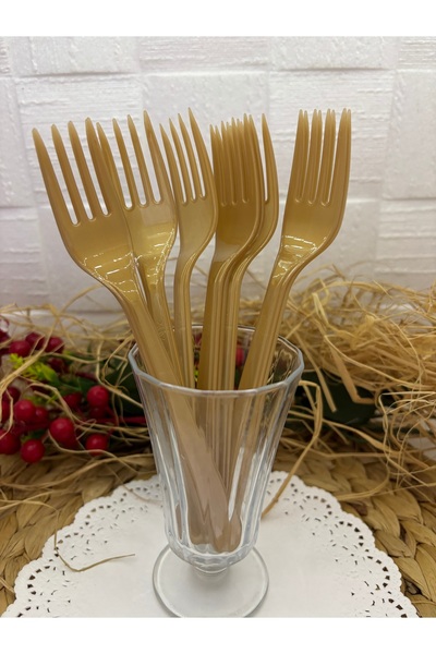 Deniz Party Store Gold Altın Plastik Kullan At Çatal 25 Li Paket