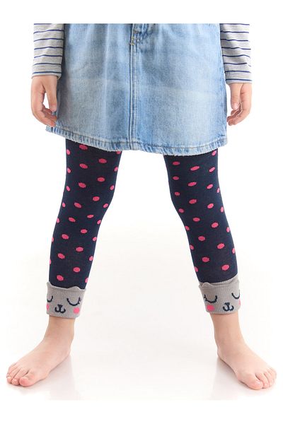 Denokids Котешки чорапогащник на точки за момиче
