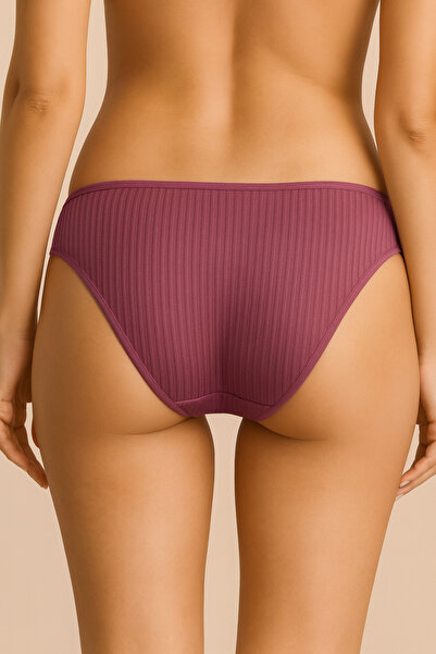 MAVİ QUMSAL Ön V Dantelli Arka Delikli Ribana Bikini 6'lı Set