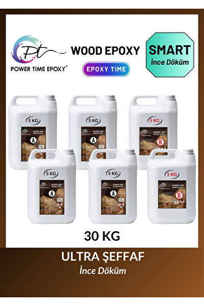POWER TIME EPOXY 30 Kg Wood Epoxy Smart/ Sehpa, Masa, Aksesuar Için Ultra Şef...