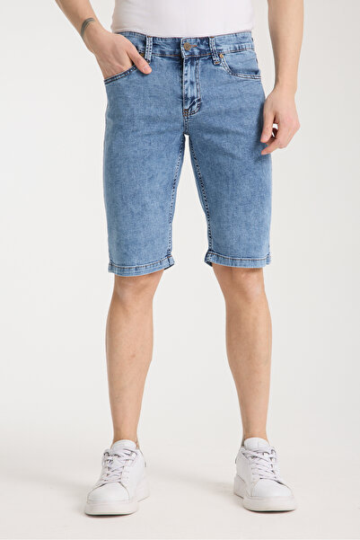 muzzo jeans Erkek Mavi Kot Şort
