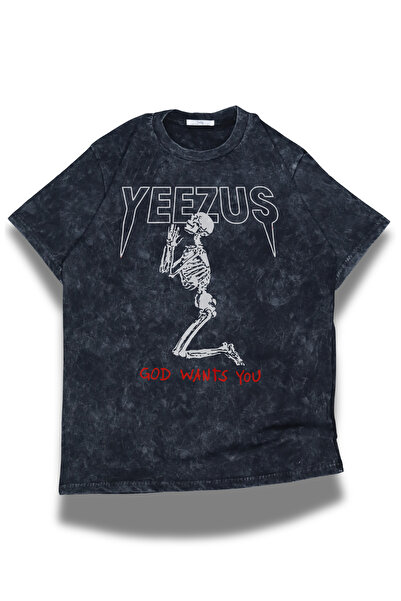 Fuddy Moda Unisex Yeezus God Wants You - Tricou vintage oversize imprimat Kan...