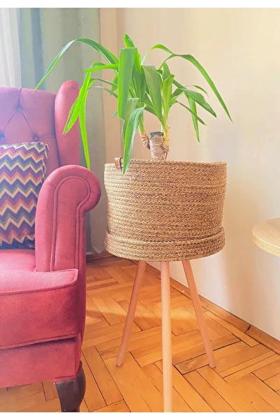 AEKI Design&Art Decorative Wooden Leg Flower Pot Wicker Basket - Home Decoration - Wicker Basket